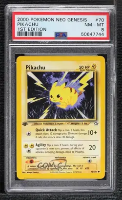 Pikachu 1st Ed. Pokemon Neo Genesis PSA 8 2000 - Image 1