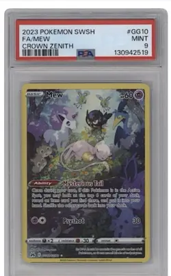2023 POKEMON SWORD & SHIELD CROWN ZENITH #GG10 FULL ART/MEW PSA 9 - Image 1