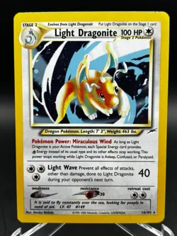 2002 Light Dragonite Neo Destiny Holo Pokemon TCG 14/105 MP - Image 1