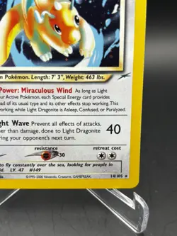 2002 Light Dragonite Neo Destiny Holo Pokemon TCG 14/105 MP - Image 5