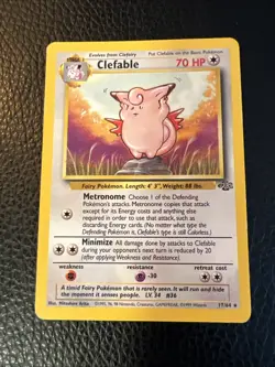 * Pokemon TCG Clefable Jungle 17/64 Regular Unlimited Rare 1999 Vintage LP - Image 1