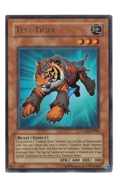 Yugioh- 1X Test Tiger - Ultra Rare - Unlimited - GLAS-EN082 - Moderate Play - Image 1