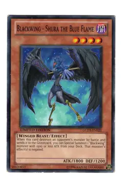 Yugioh- 1X Blackwing - Shura the Blue Flame - Common - Limited - GLD3-EN025 - MP - Image 1