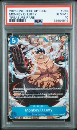 2025 ONE PIECE OP13 058 CARRYING ON HIS WILL MONKEY D LUFFY TREASURE RARE PSA 10 - Image 1