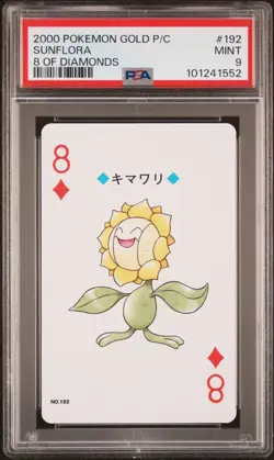 2000 POKEMON GOLD VERSION PLAYING CARDS 8 OF DIAMONDS #192 SUNFLORA PSA 9 - Image 1