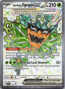 Teal Mask Ogerpon ex Ultra Rare SV: Scarlet & Violet Promo Cards 166 NM - Image 1
