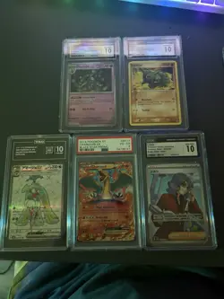 Pokemon Graded Card Lot Charizard Dusclops Larvitar Tsareena Holo Promo 5 Engli… - Image 1