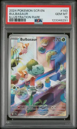 Pokemon TCG Bulbasaur Stellar Crown Illustration Rare Card 143/142 PSA 10 - Image 1