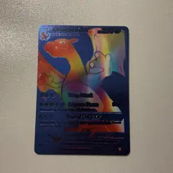 Pokemon Rainbow Charizard GX Blue Foil Fan Art Textured Display Card - Image 1