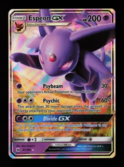 Espeon GX 61/149 Ultra Rare Holo SM Base Set Pokemon Card - Image 1