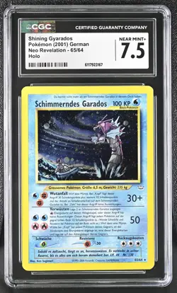 CGC 7.5 GERMAN Shining Gyarados 2001 Neo Revelation 65/64 Holo Pokemon Card - Image 1