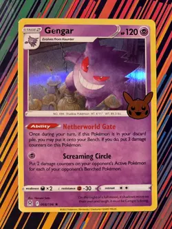 Pokemon TCG Holo Gengar 066/196 Holiday Stamp Card Trick Or Trade 2022 - Image 2