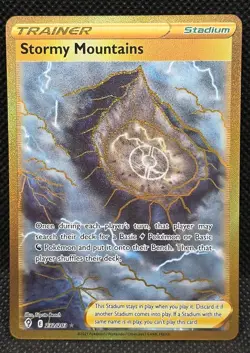 Stormy Mountains Secret Rare Gold SWSH07: Evolving Skies 232/203 Pokemon Card - Image 1