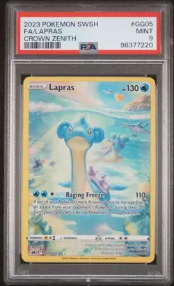 Fa/Lapras Crown Zenith Pokemon Sword And Shield Crown Zenith GG05 NM PSA 9 - Image 1