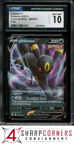 2021 POKEMON SWORD & SHIELD EVOLVING SKIES #094 UMBREON V HOLO CGC 10 - Image 1