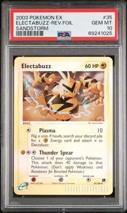 2003 POKEMON EX SANDSTORM #35 ELECTABUZZ-REV.FOIL SANDSTORM PSA 10 GEM MINT - Image 1