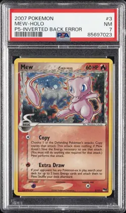2007 POKEMON POP SER 5 INVERTED BACK #3 MEW-HOLO PSA 7 - Image 1