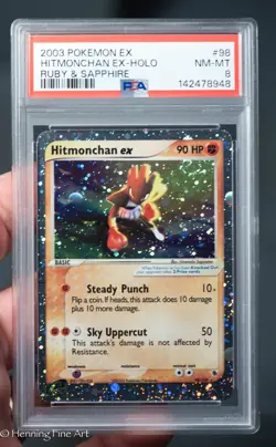 2003 POKEMON EX RUBY & SAPPHIRE #98 HITMONCHAN EX-HOLO PSA 8 - Image 1