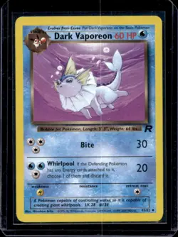 2000 Pokemon Team Rocket Dark Vaporeon #45/82 - Image 1