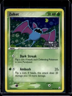 2004 Pokemon EX Team Rocket Returns Zubat Reverse Holo #82/109 - Image 1