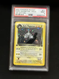 2000 Pokemon Team Rocket 1ST EDITION DARK MAGNETON 11/82 Holo Rare - PSA 9 MINT - Image 1