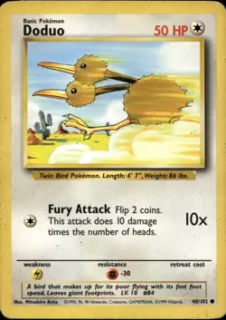 Doduo 48/102 Common WOTC Base Set Pokemon - Image 1