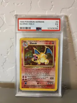 1999 Pokemon German Glurak Charizard Base Set Holo 4/102 PSA 5 🔥 - Image 1