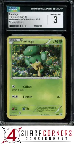 2012 POKEMON MCDONALD'S COLLECTION #2 PANSAGE CONFETTI HOLO CGC 3 - Image 1