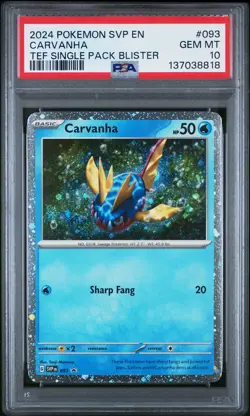 2024 Pokemon Black Star Promo #093 Carvanha Tef Single Pack Blister PSA 10 - Image 1