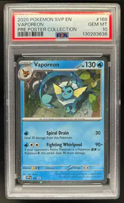 2025 Pokemon Prismatic Evolutions Vaporeon Promos #168 PSA 10 - Image 1