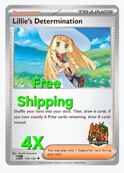 4x Lillie's Determination 119/132 x4 - Mega Evolution - Pokemon TCG - Uncommon - Image 1
