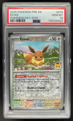 2025 Pokemon Pre EN Eevee Pokemon Day 2025 #074/131 PSA 10 GEM MINT - Image 1