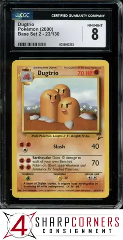 2000 POKEMON BASE SET 2 #23 DUGTRIO CGC 8 - Image 1