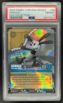2024 Disney Lorcana Azurite Sea Oswald The Lucky Rabbit Promos #06/D23 PSA 10 - Image 1