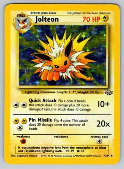 Jolteon 4/64 Pokemon Jungle Unlimited Holo Rare Card WOTC - Image 1