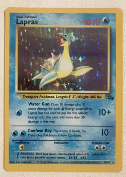 Vintage Original Pokemon Card TCG Lapras 10/62 Fossil Holo NM - Image 1