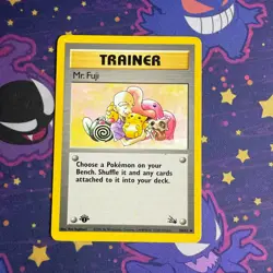 1999 Pokemon TCG Mr. Fuji Fossil Trainer Card 58/62 1st Edition Uncommon LP - Image 1