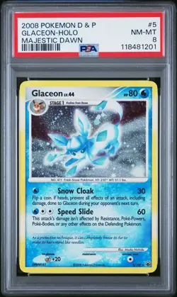 Glaceon-Holo Pokemon Diamond & Pearl Majestic Dawn 5 PSA 8 - Image 1