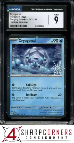 2025 POKEMON SSP EN-SURGING SPARKS HOLIDAY CALENDAR #047 CRYOGONAL CGC 9 - Image 1