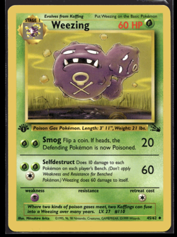 Pokemon TCG | Fossil Set | Weezing | 45/62 | 1st Edition | LP - Image 1
