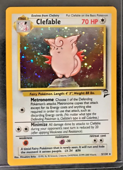 Pokemon Base 2 Clefable 5/130 Foil Holo Rare 70 HP NMM Unplayed WOTC 2000 - Image 1