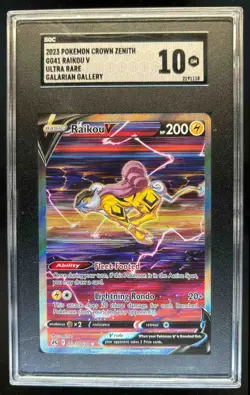 2023 Pokemon SWSH Crown Zenith Raikou V Galarian Gallery #GG41/GG70 SGC 10 - Image 1