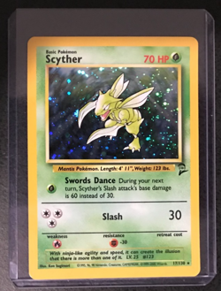 Pokemon Base 2 Scyther 17/130 Foil Holo Rare70 HP NMM Unplayed WOTC 2000 - Image 2