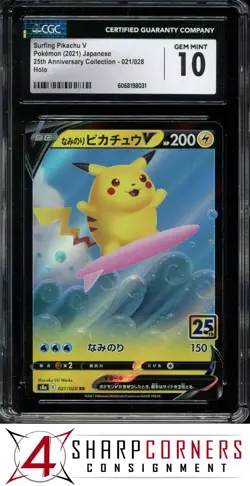 2021 POKEMON JAPANESE 25TH ANNIVERSARY #021 SURGING PIKACHU V HOLO CGC 10 - Image 1