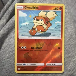 Pokemon TCG Growlithe Sun & Moon Base Set 21/149 Reverse Holo NM - Image 1