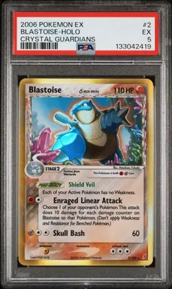2006 POKEMON EX CRYSTAL GUARDIANS #2 BLASTOISE-HOLO PSA 5 - Image 1