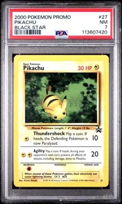 2000 Pokemon Promo Pikachu Black Star #27 PSA 7 - Image 1