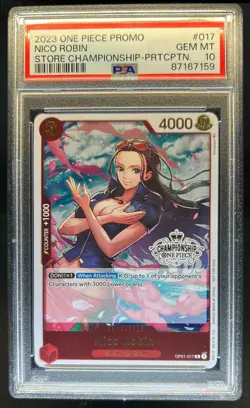 2023 One Piece Promo Nico Robin Store Championship #017 PSA 10 - Image 1