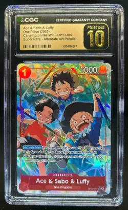 2025 One Piece Ace & Sabo & Luffy Carrying On His Will Alt Art #OP13-007 CGC 10 - Image 1
