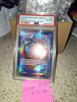 One Piece OP09-051 OP14 Buggy Silver 3rd Anniversary English PSA 10 - Image 1